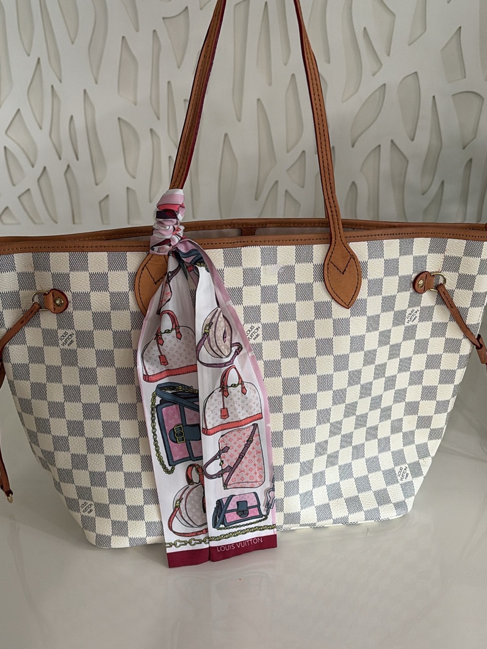 Azur Tote with Pink Scarf Accent - Picture 3 of 9
